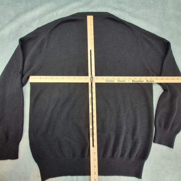 Choix Des Sportifs Men 100% Cashmere V-Neck Pullover Sweater Sz XL Black Cozy - Picture 6 of 6